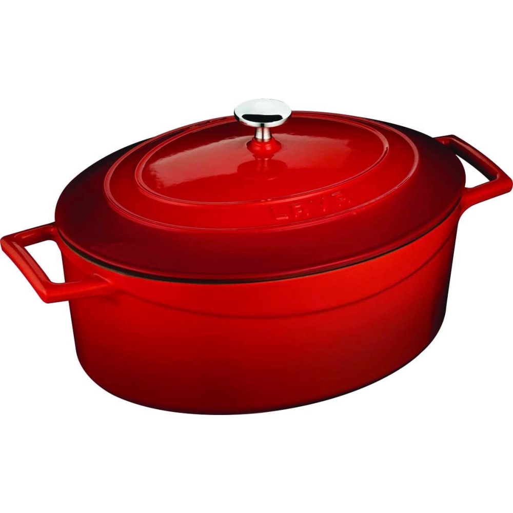 LAVA Folk cast iron stewing pot oval, enameled, red, 4.67L, 29cm