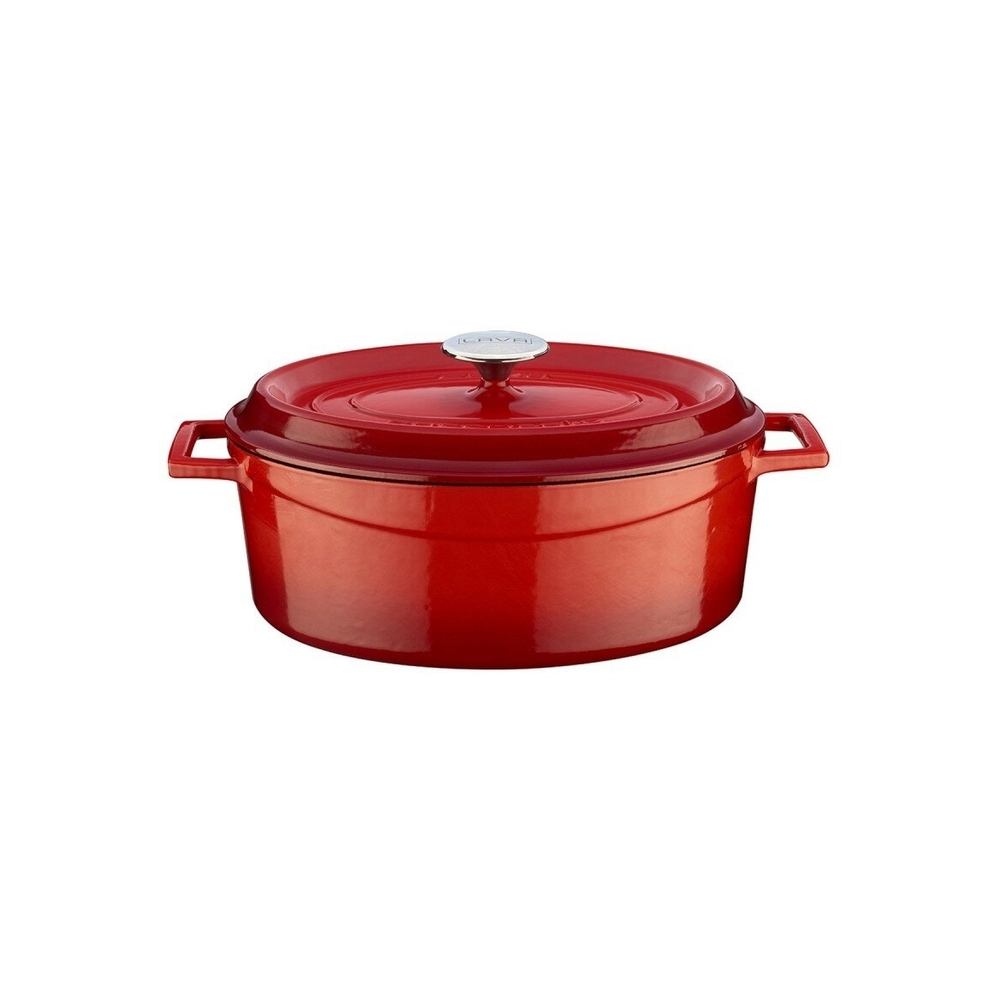 LAVA Trendy cast iron stewing pot, oval, red enamel, 7.06L, 31cm