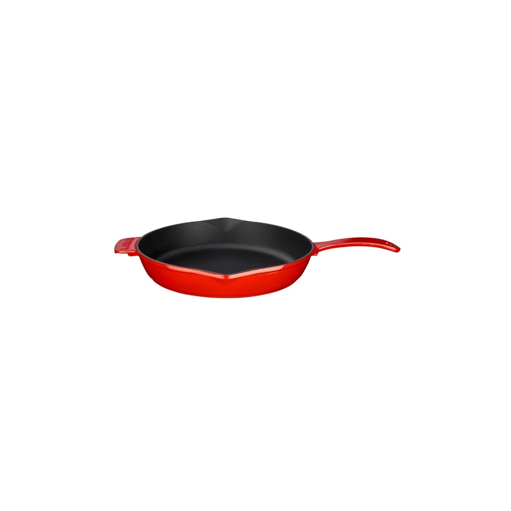 LAVA cast iron frying pan with metal handle, red, Ø28cm