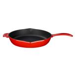 LAVA cast iron frying pan with metal handle, red, Ø28cm