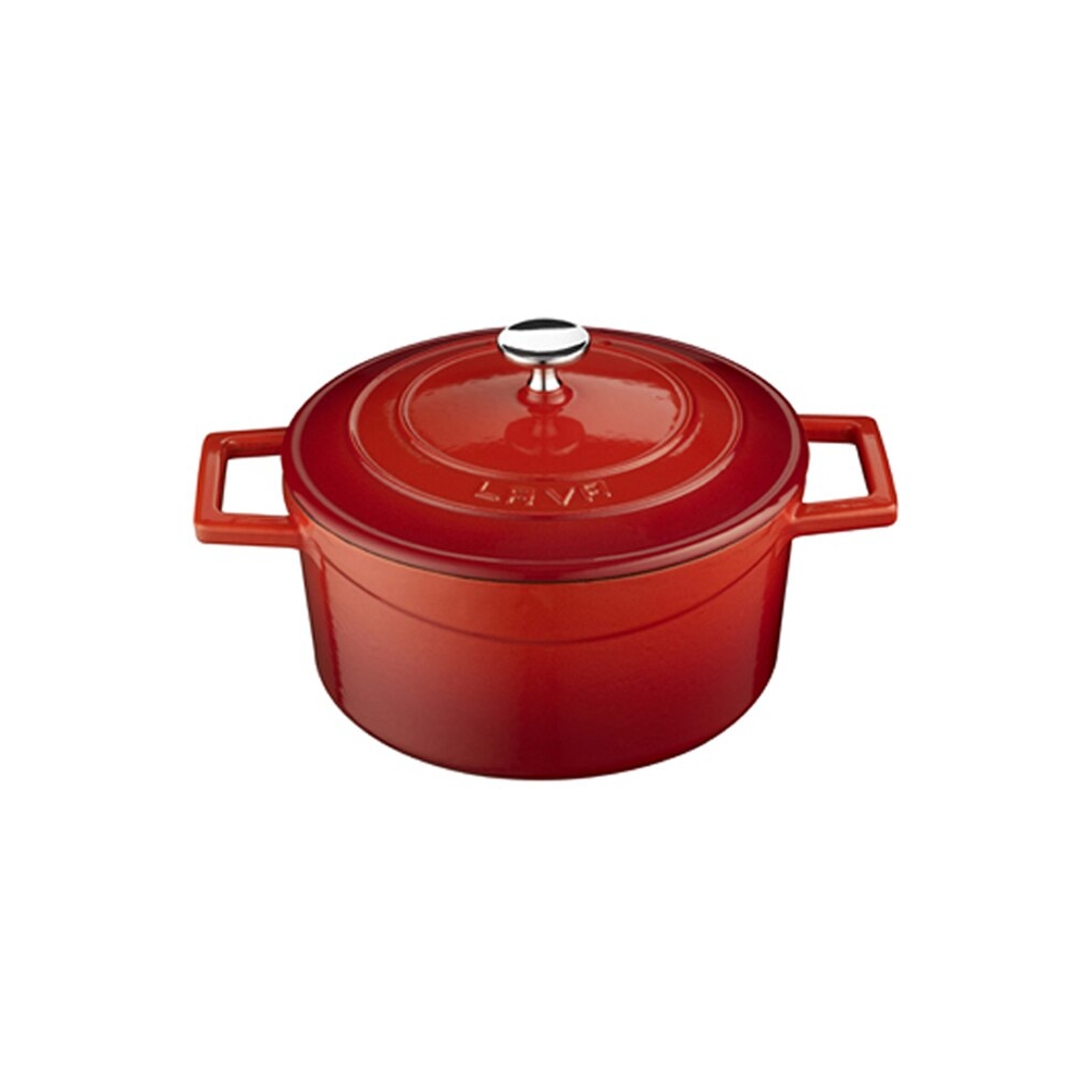 LAVA Folk cast iron stewing pot, enameled, red 4.49L, round, Ø24cm