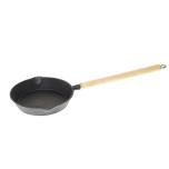 Cast iron pan with a long wooden handle