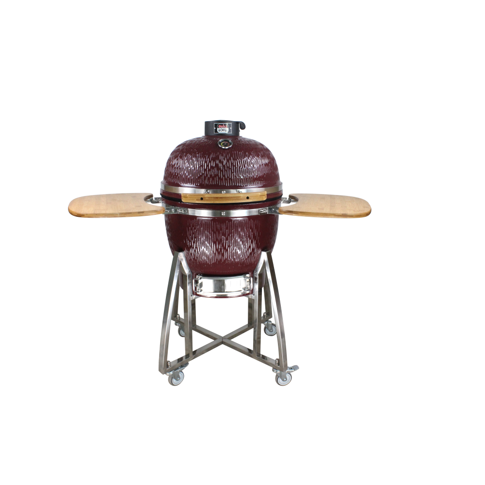 Kamado Cherry Classic with 21 &quot;stainless frame. Delivered assembled. Our sample hall Tuuliku tee 4, Tallinn supports the grill.